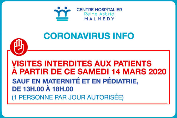 Coronavirus : visites interdites dans la plupart des services du CHRAM !